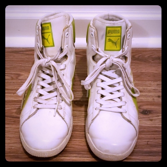 lime green and white pumas